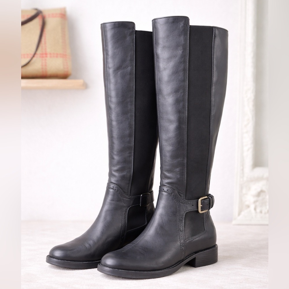 ALDO Black Wide Calf Tall Riding Boots | Size 5 | Stretch Back Panel